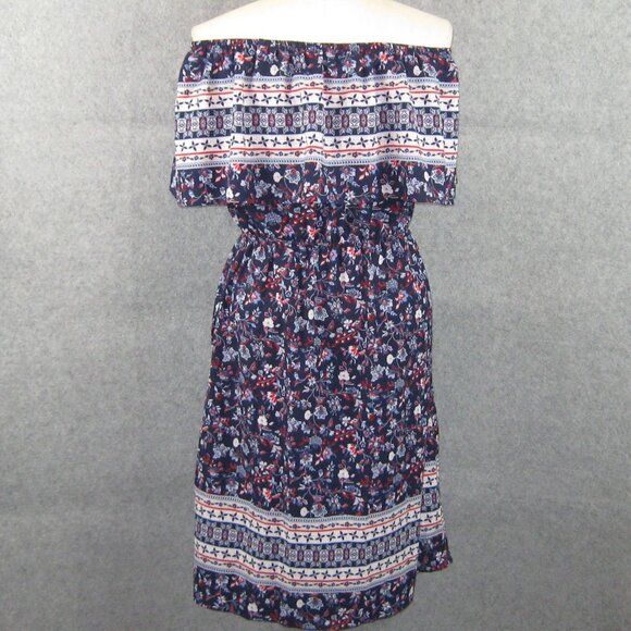 Style & Co Off Shoulder Dress Size M Navy Floral NWT - Picture 4 of 7